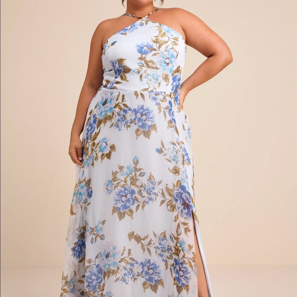 Lulu's Blue and White Floral Maxi Dress
